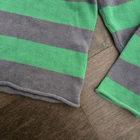 STELLA McCARTNEY GAP Boy's sweater Green Gray Stripes Linen Cotton Sz Small 5 - Picture 2 of 6